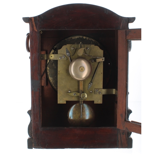 1336 - Mahogany double fusee bracket clock, the movement with locking pendulum, the 8