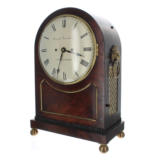 1337 - English mahogany double fusee bracket clock, the movement with pull repeat and signed Greenhow, Chel... 