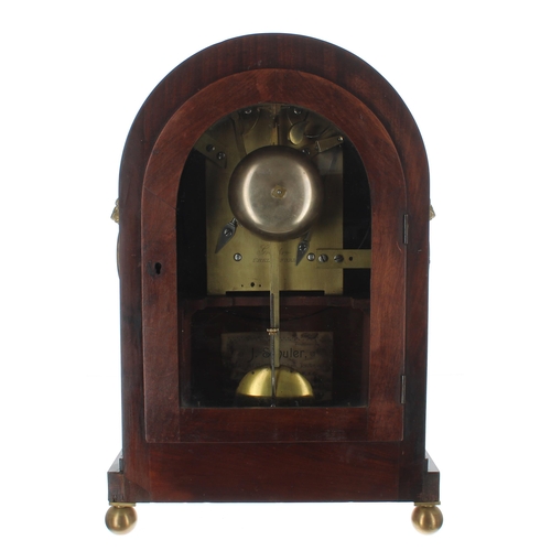 1337 - English mahogany double fusee bracket clock, the movement with pull repeat and signed Greenhow, Chel... 