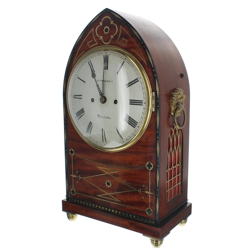 1338 - Good English rosewood double fusee lancet bracket clock, the 8