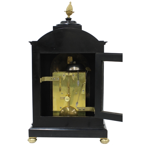 1339 - Good English ebonised double fusee bracket clock, the 6.5