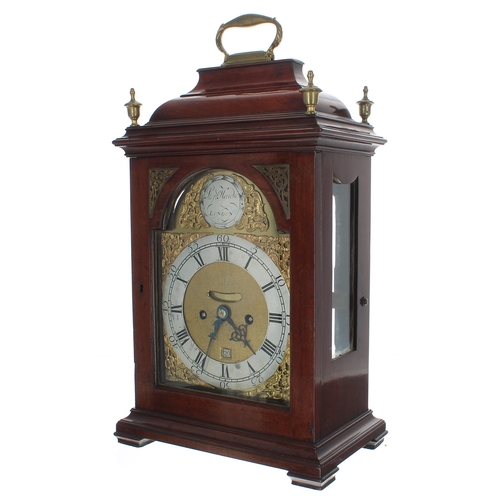 1341 - English mahogany double fusee verge bracket clock, the 7