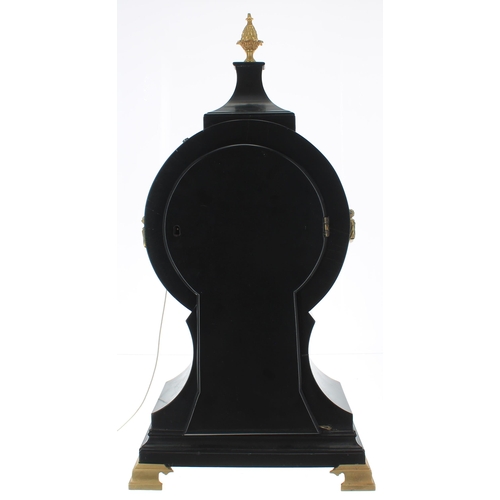 1342 - Fine English ebonised double fusee drumhead bracket clock, the 7