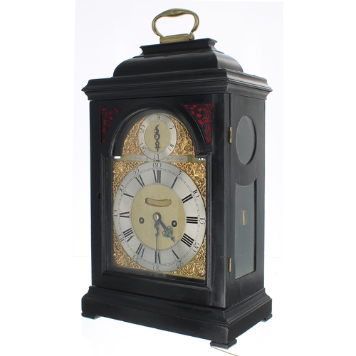 1343 - Fine English ebonised double fusee verge bracket clock, the 7