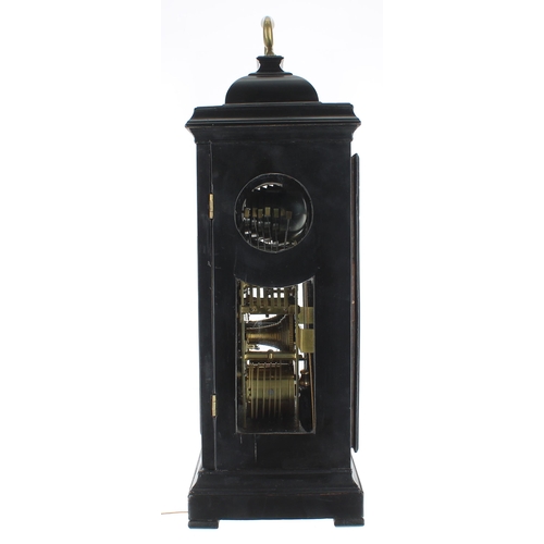 1343 - Fine English ebonised double fusee verge bracket clock, the 7