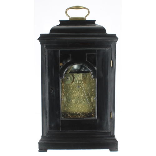 1343 - Fine English ebonised double fusee verge bracket clock, the 7