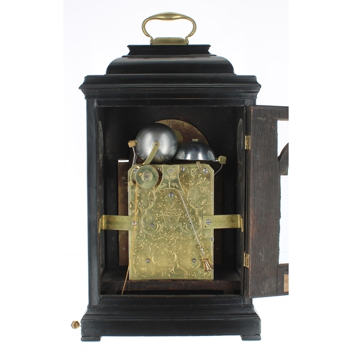 1343 - Fine English ebonised double fusee verge bracket clock, the 7