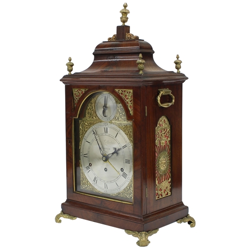 1345 - Fine English mahogany triple fusee original verge bracket clock, the 8