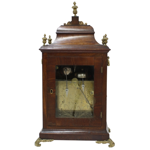 1345 - Fine English mahogany triple fusee original verge bracket clock, the 8