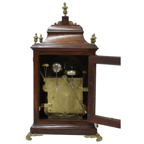 1345 - Fine English mahogany triple fusee original verge bracket clock, the 8