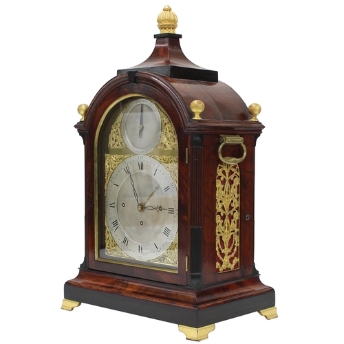 1346 - Fine English mahogany triple fusee quarter chiming table clock, the 8