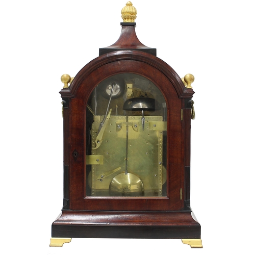 1346 - Fine English mahogany triple fusee quarter chiming table clock, the 8