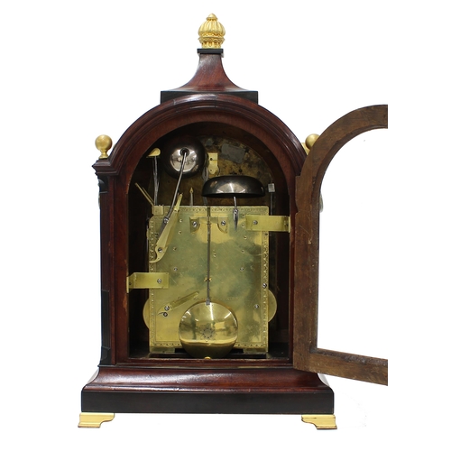 1346 - Fine English mahogany triple fusee quarter chiming table clock, the 8