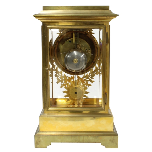 1349 - Good French ormolu two train four glass mantel clock, the 6.5