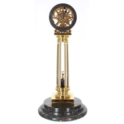 1350 - Good contemporary ormolu and black marble pillar mantel clock, the 4