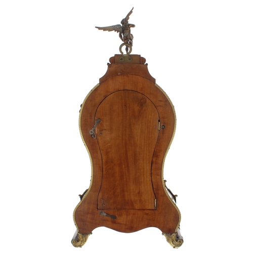 1355 - French kingwood and gilt metal mounted two train balloon shaped mantel clock and associated wall bra... 