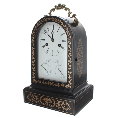 1357 - Interesting and unusual French two train calendar mantel clock, the 4