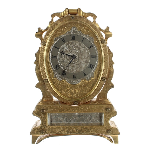 1361 - Fine English eight day ormolu travelling strut clock by and signed Thomas Cole circa 1850, the 2