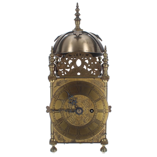 1374 - English brass single fusee lantern clock, the 6