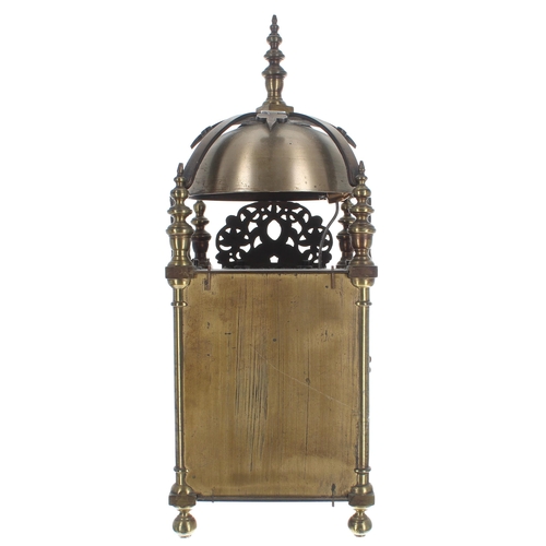 1374 - English brass single fusee lantern clock, the 6