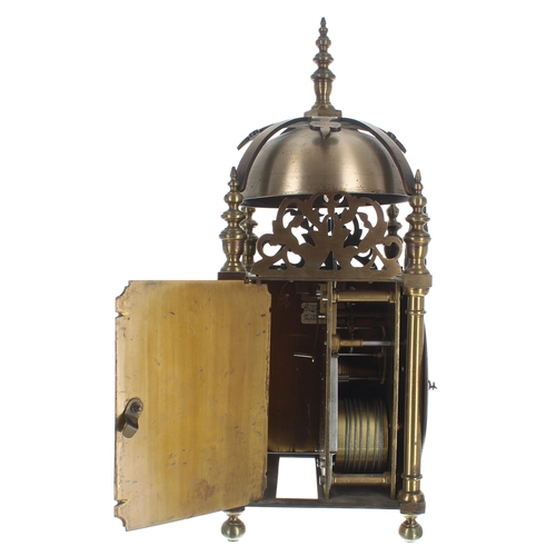 1374 - English brass single fusee lantern clock, the 6