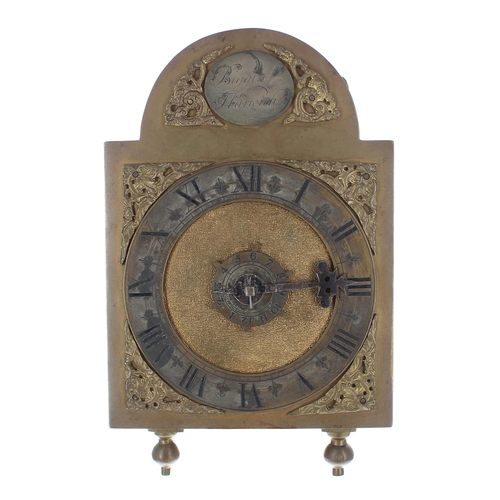 1376 - Small English brass hook and spike verge lantern clock, the 5