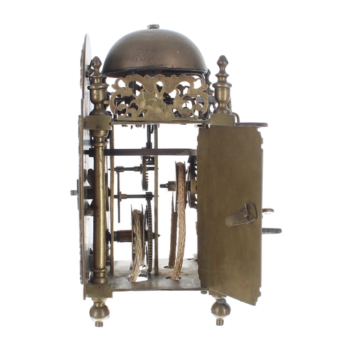 1376 - Small English brass hook and spike verge lantern clock, the 5