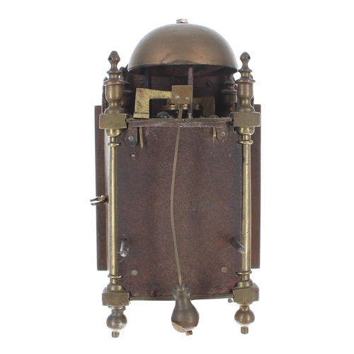 1376 - Small English brass hook and spike verge lantern clock, the 5