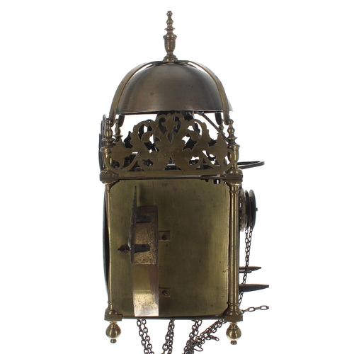 1378 - Fine and very rare English brass verge winged hook and spike lantern clock by or from the workshops ... 