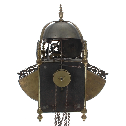 1378 - Fine and very rare English brass verge winged hook and spike lantern clock by or from the workshops ... 