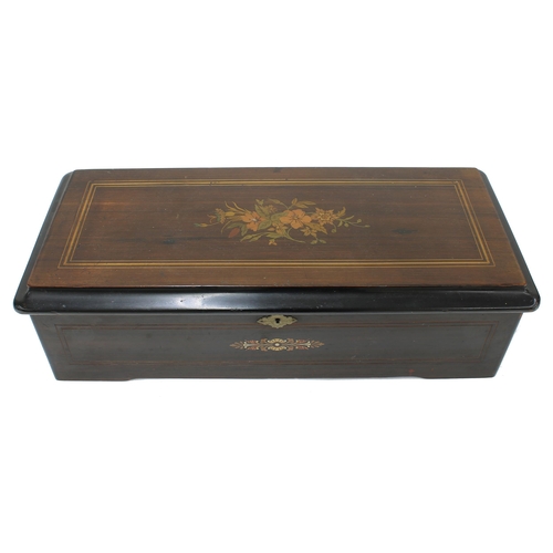 1381 - Rosewood and ebony bound music box, the 10.75