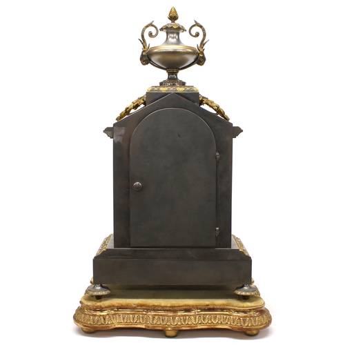 1503 - French two train mantel clock striking on a bell, the 4.5