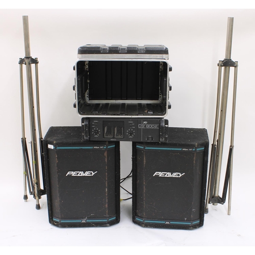 3105 - Peavey PA system comprising a CS-800 powered amplifier, a pair of Hisys 1XT speakers and a pair of s... 