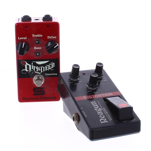 951 - Seymour Duncan Dirty Deed Distortion guitar pedal (Velcro pad to base plate); together with a Reagun... 