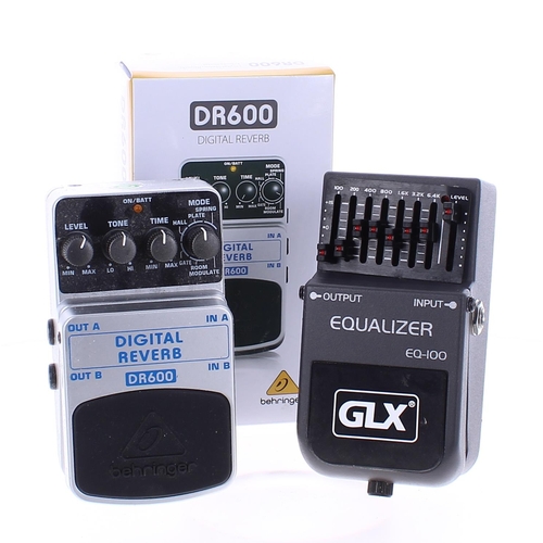 956 - Behringer DR-600 Digital Reverb guitar pedal, boxed; together with a GLX EQ-100 equaliser guitar ped... 