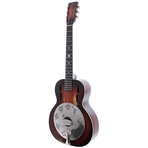 150 - 1930s National Trojan resonator acoustic guitar, made in USA, ser. no. Axxx8; Body: tobacco burst fi... 