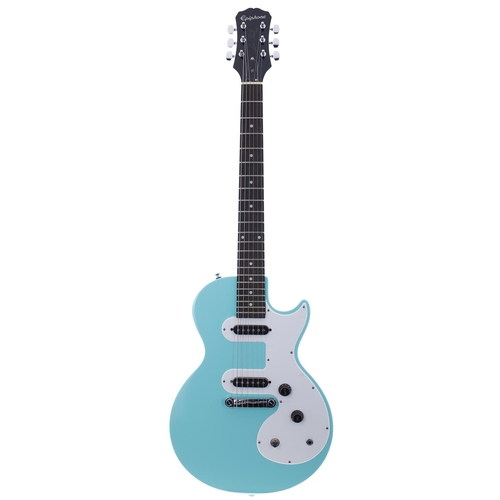 302 - 2017 Epiphone Les Paul SL electric guitar, made in China; Body: surf blue finish; Neck: maple, good;... 