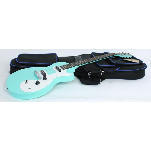 302 - 2017 Epiphone Les Paul SL electric guitar, made in China; Body: surf blue finish; Neck: maple, good;... 