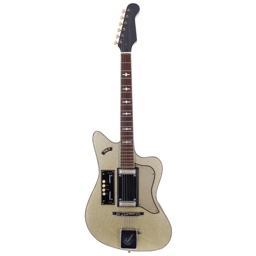 240 - 1961 Eko Ekomaster 400 electric guitar; Body: gold sparkle finish top upon black back, scuffs and sc... 