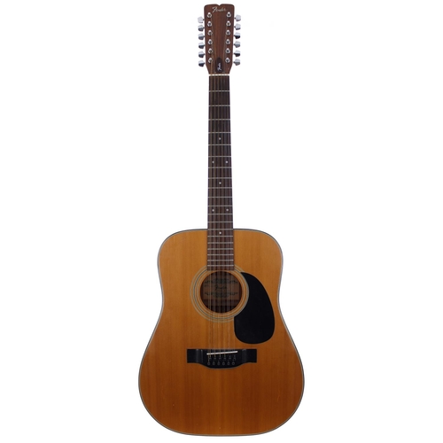 249 - 1980s Fender F-5-12 twelve string acoustic guitar; Back and sides: mahogany, light scratches and din... 