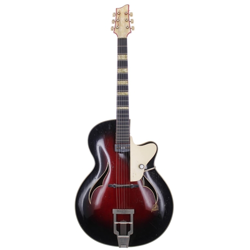 253 - 1960s Framus Black Rose Deluxe archtop guitar, made in Germany, Body: black rose finish, scratches a... 