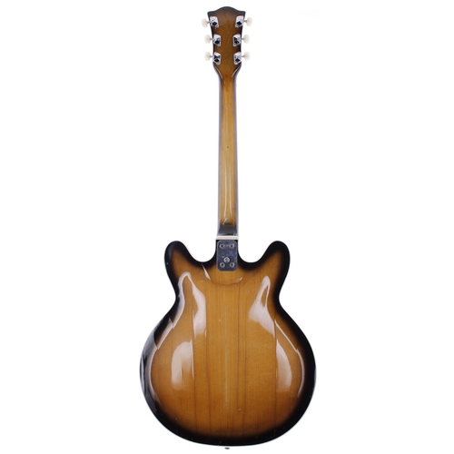 254 - Vox Lynx hollow body electric guitar, circa 1968; Body: two tone burst, heavy lacquer cracking and r... 