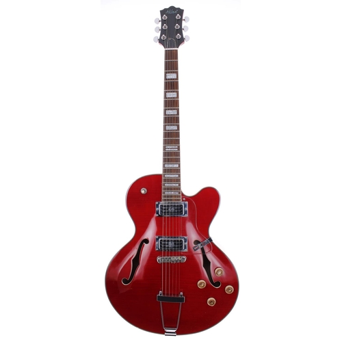 260 - Alden hollow body electric guitar; Body: red finish, minor surface scratches to back; Neck: good; Fr... 