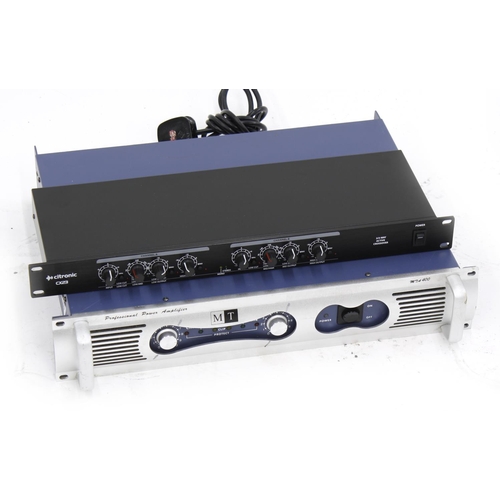 3109 - MilTec MTA400 power amplifier; together with a Citronic CX23 2/3-way active crossover rack unit (2)... 