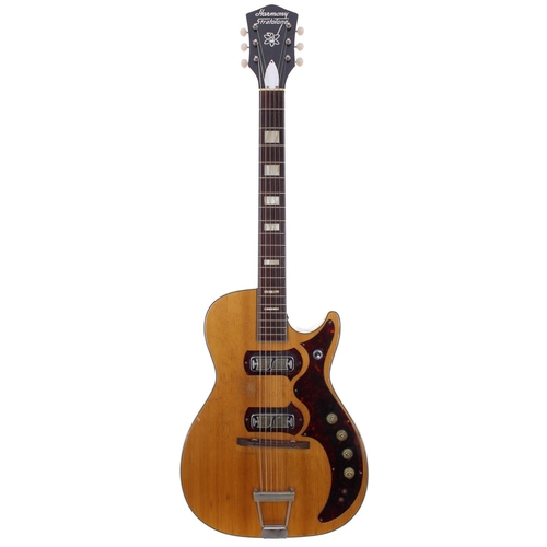 335 - 1959 Harmony Stratotone H49 Jupiter electric guitar, made in USA; Body: natural finished top and sun... 