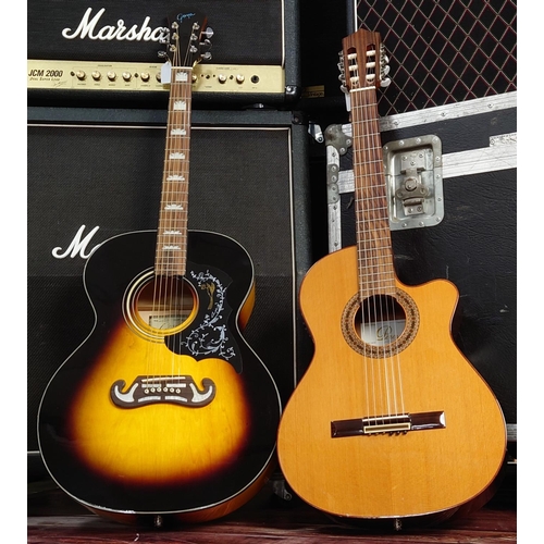 344 - Goya J-1971 electro-acoustic guitar; together with a Perez CW630E1 electro-acoustic nylon string gui... 