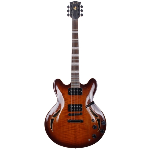 351 - Goya Model 888 semi-hollow body electric guitar, branded 'Grate' to the head; Body: sunburst finish;... 