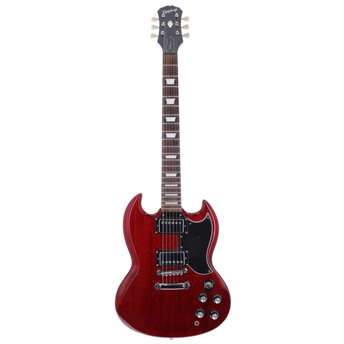 353 - 1999 Epiphone SG electric guitar, made in Korea, ser. no. U9xxxxx1; Body: cherry red finish, a few d... 