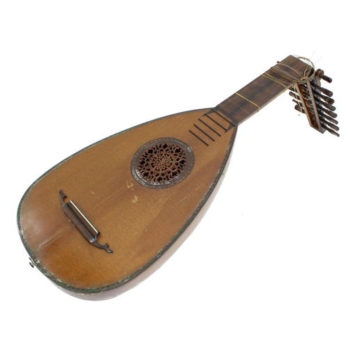 1573 - Antique lute in need of restoration, unlabelled, the bowl back with thirteen maple ribs, original ha... 