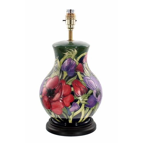 571 - Moorcroft Pottery 'Anemone Tribute' table lamp, mounted upon a turned base, labelled shape/type 869/... 